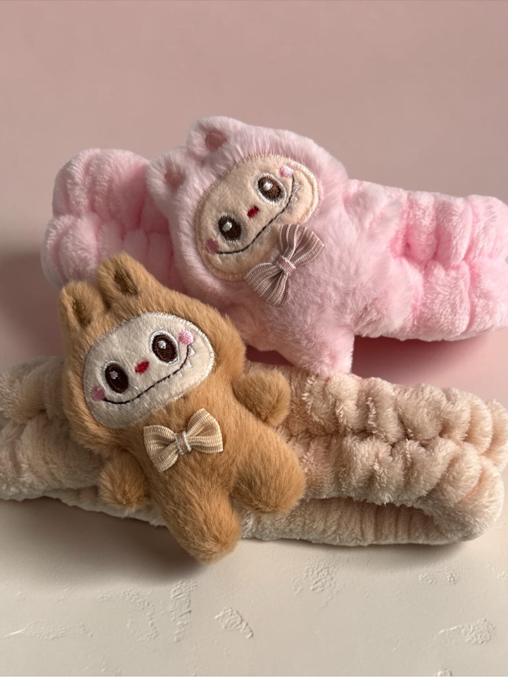 Source Unknown Plush Bunny & Bear Headband Set - Pink & Beige